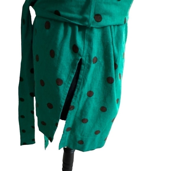 Zara Linen Blend Polka Dot Kaftan Blouse Size Small - Picture 6 of 11